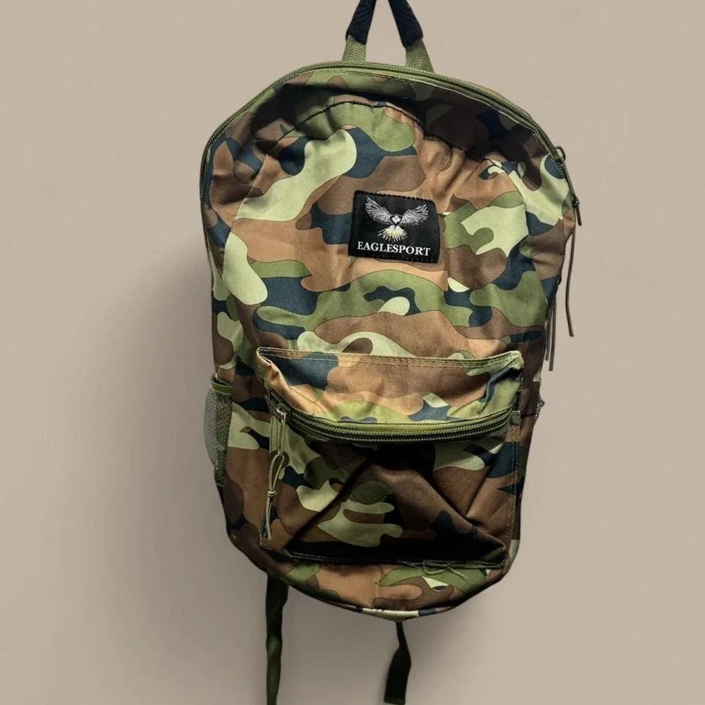 Eaglesport Woodland Camo Utility Backpack Gorpcore Streetwear Travel Bag Multi